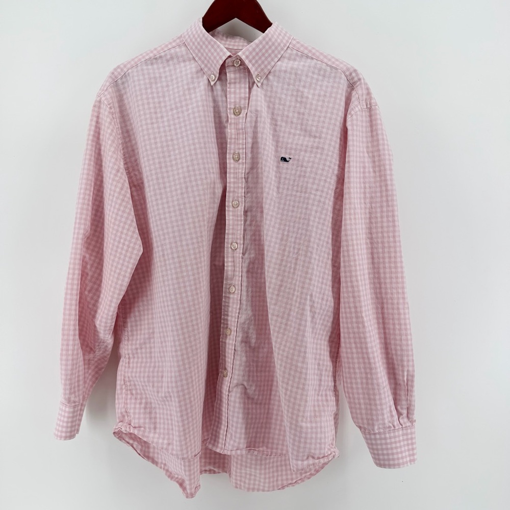 Vineyard Vines Men's XL Pink Gingham Button Down Classic Fit Gorpcore - Flaws